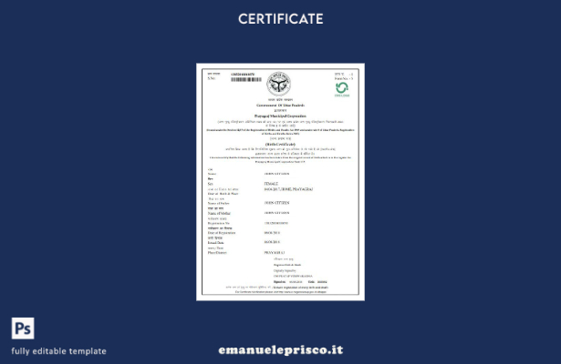 modello di certificato di nascita del governo indiano dell'Uttar Pradesh in st 1